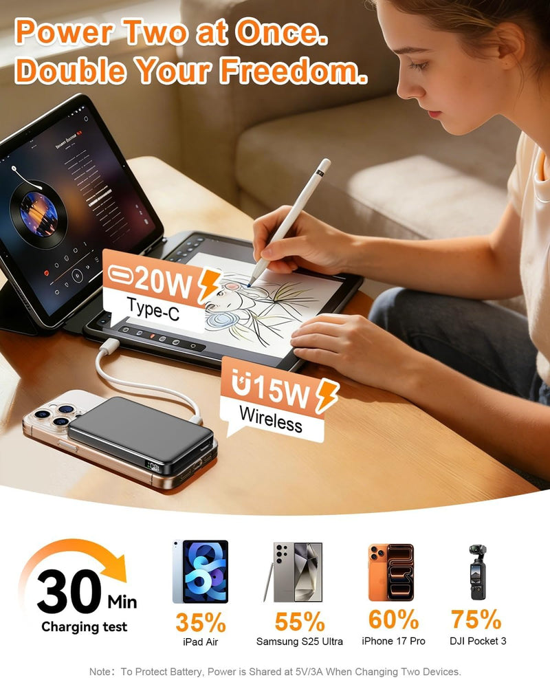 golioklsy 10000mAh Portable Charger, Magnetic Power Bank for Magsafe Charger, Slim