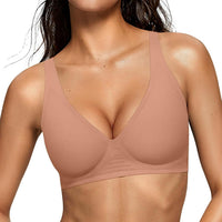 OEAK Womens Jelly Bras Wireless Deep V Comfy Push Up Tshirt Bras LAT S