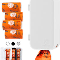 PEXTER Dog Poop Bag Dispenser - Outdoor or Indoor Pet Waste Bag Dispenser Station - Stick-On or Screw-On Wall Mount - Poop Bags Storage Outdoor Container - Includes 4 Doggie Bag Rolls (White)