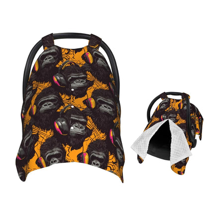 Muishi Music Gorilla Baby Car Seat Canopy Nursing Cover for Newborn Car Seat Breastfeeding Covers Blanket Newborn Shower Gift