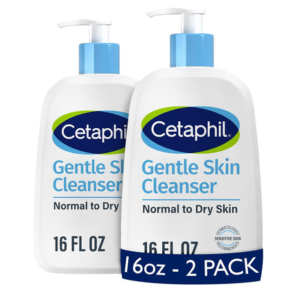 Cetaphil Gentle Cleanser, Hydrating Face Wash, Sensitive Skin, 16oz, 2ct