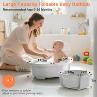 Spluvvly Bañera Plegable Grande para Bebé con Termómetro y Cojín Lila