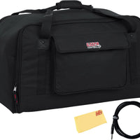 Gator Cases GPA-TOTE12 Heavy-Duty Speaker Tote Bag for Compact 12" Speaker Cabinets, such as QSC K15, Yamaha DXR15 - Bundle with 10ft Instrument Cable and Austin Bazaar Polishing Cloth