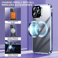 HUHUCASE Metal Frame Anti-Spy Magnetic Phone Case for iPhone 12/13/14/15/16/17 Promax Double-Sided Glass Full Coverage Hard Case (Purple,for iPhone14Pro)