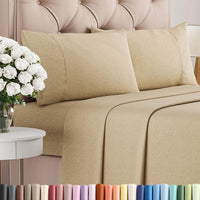 Full Size 4 Piece Sheet Set - Breathable & Cooling Sheets - Heathered Tan