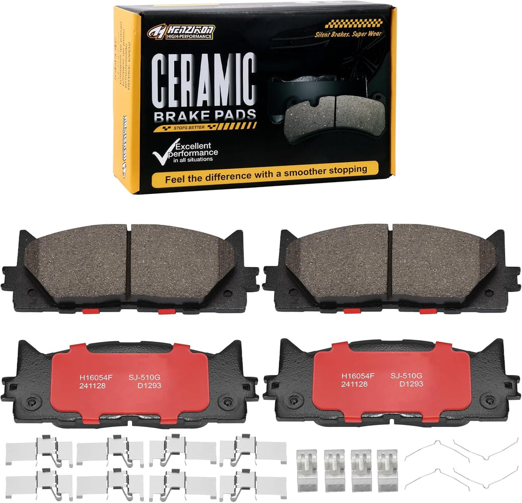 HECHENQICHE D1293 Front Ceramic Brake Pads Kit Fit For Lexus ES300h 2013-2018, For Lexus ES350 2007-2018, For Toyota Avalon 2008-2018, For Toyota Camry 2007-2017