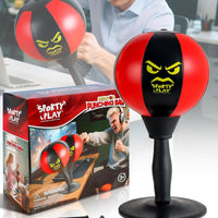 SPORTY PLAY Desktop Punching Bag with Enhanced Spring, Strong Suction Cup Base Designed for Office Table and Counters, Funny Office Stress Relief Gift for Coworkers, Punching Bag for Adults & Kids