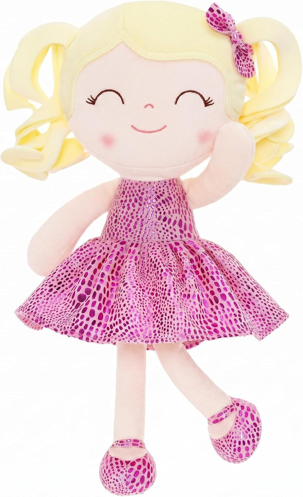 Gloveleya Soft Dolls Plush Figure Skin Glitter Rose Red Dress Baby Doll Gift 12inches