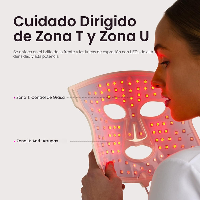 Wavytalk Glow Time - Mascara LED Facial, Terapia de Luz Roja, Azul y Ambar para Anti-Acne y Rejuvenecimiento