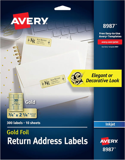 Avery Gold Address Labels for Inkjet Printers, 3/4