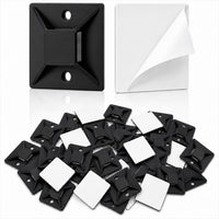 SeuYeugX 1" BLACK 500pcs Adhesive Cable Tie Mounts – Strong Sticky Back Nylon Wire Holders for Cable Management in Home, Office, Car & Christmas Lights