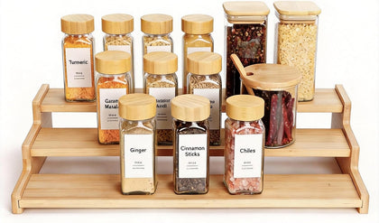 MNADSFKJ Bamboo Spice Rack,3 Tier Spice Rack Organizer for Cabinet