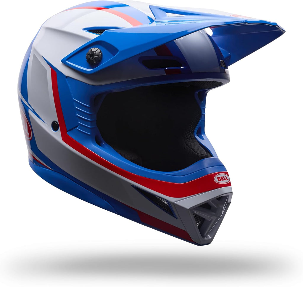 BELL Youth MX-10 MIPS Spiral Dirt Bike Helmet - White/Red/Blue, Youth Small