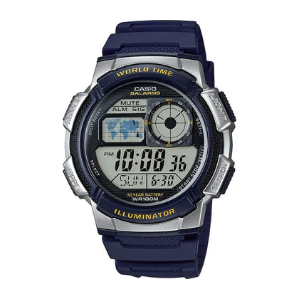 Casio AE1000W Reloj Digital para Hombres con Alarma Múltiple, Temporizador, 10 Años de Batería y Resistente al Agua