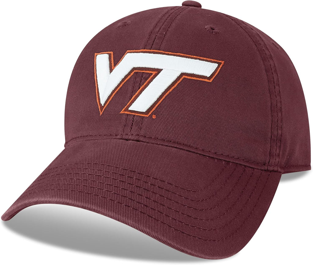 Legacy NCAA Officially Licensed Baseball Hat, Virginia Tech Hokies, Lightweight Cap for Men & Women, Relaxed Twill Adjustable (EZA), Maroon, One Size Fits Most, Adjustable Fabric Closure