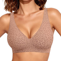 OEAK Womens Jelly Bras Wireless Deep V Comfy Push Up Tshirt Bras Leo 3XL