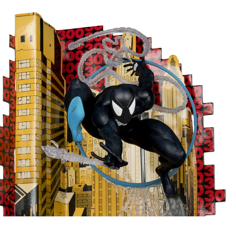 McFarlane Toys Marvel Spider-Man (Symbiote Suit) Escala 1:6 con Escena y Comic (The Amazing Spider-Man #300)