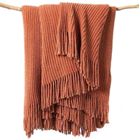 lifein Throw Blanket for Couch, Soft Boho Decor Bed Throw,Cozy Burnt Orange Chenille Knitted Small Farmhouse Lightweight Throw (Rust,60 * 80")