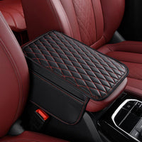 BNMFFYU Car Center Console Cover Fit for Kia Rio: Leather Car Armrest Cover Cushion with 2 Storage Bags - Car Accessories Console Arm Rest Protector(001# Black)