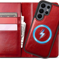 DJBull 2-in-1 Detachable Wallet Case for Samsung Galaxy S26 Ultra RFID Blocking Flip Folio with Card Holder | PU Leather Shockproof Protective Cover Women Men for Samsung S26 Ultra Phone Case Red