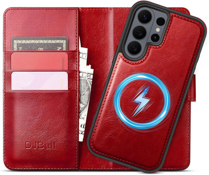 DJBull 2-in-1 Detachable Wallet Case for Samsung Galaxy S26 Ultra RFID Blocking Flip Folio with Card Holder | PU Leather Shockproof Protective Cover Women Men for Samsung S26 Ultra Phone Case Red