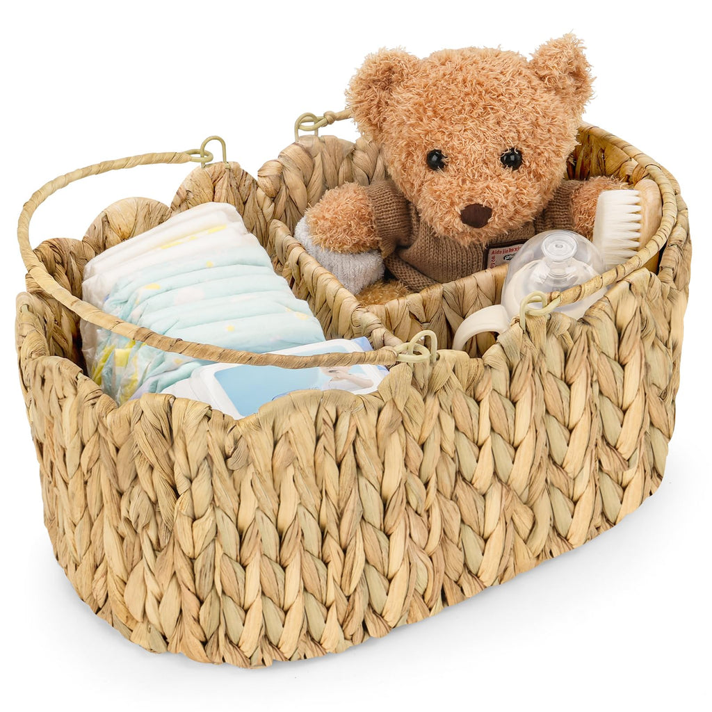 Tidivance Water Hyacinth Diaper Caddy Organizer with Divider