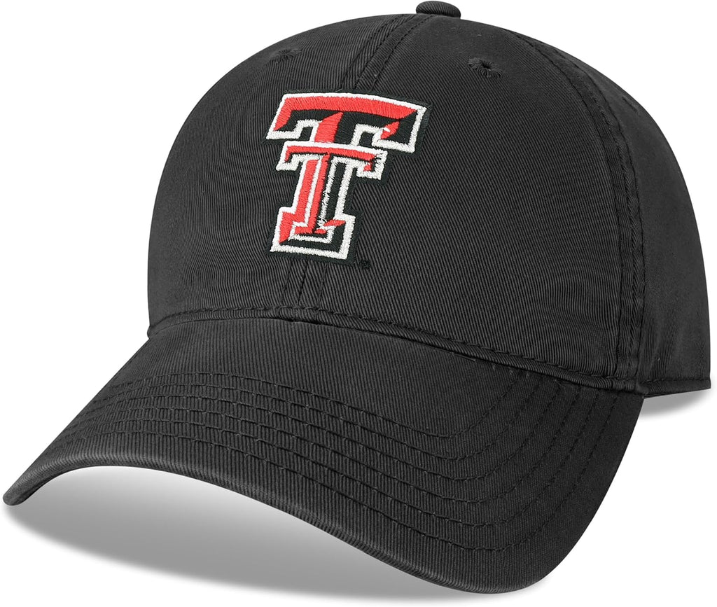 Legacy NCAA Officially Licensed Baseball Hat, Texas Tech Red Raiders, Lightweight Cap for Men & Women, Relaxed Twill Adjustable (EZA), Black, One Size Fits Most, Adjustable Fabric Closure