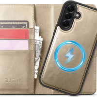 DJBull 2-in-1 Detachable Wallet Case for Samsung Galaxy A17 RFID Blocking Flip Folio with Card Holder | PU Leather Shockproof Protective Cover Women Men for Samsung A17 Phone Case Golden