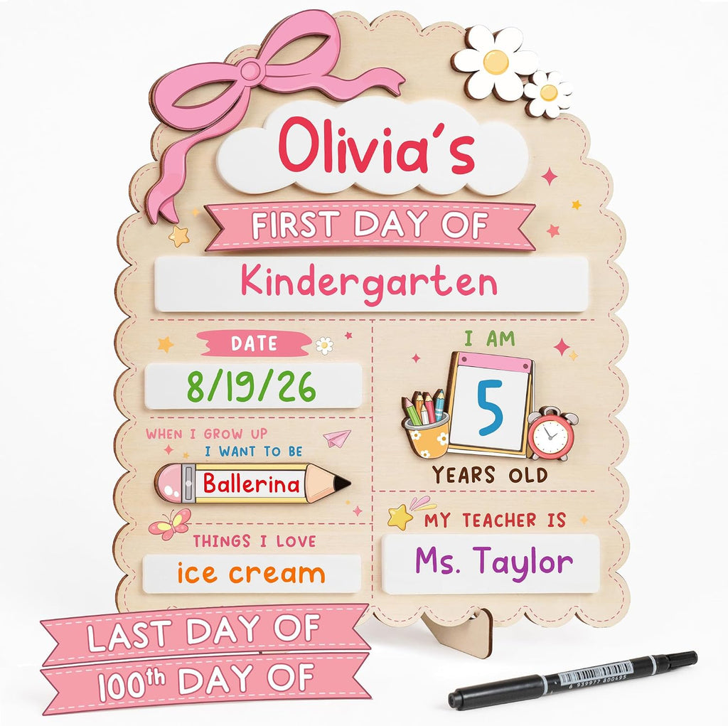 My First Day of School Sign, First and Last Day of School Board (Pink)