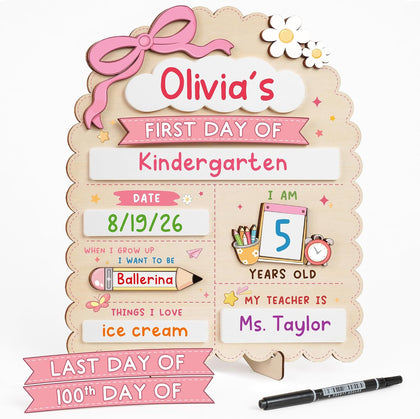 My First Day of School Sign, First and Last Day of School Board (Pink)
