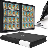 TIFFDADA Trading Card Binder 16 Pocket, Holds 1600+ Cards, Ringless 50 Double-Sided Sleeves, Spine Label with Maker Pen, Side Loading Card Collection Album with Zipper for TCG, PTCG, MTG, Sports Cards