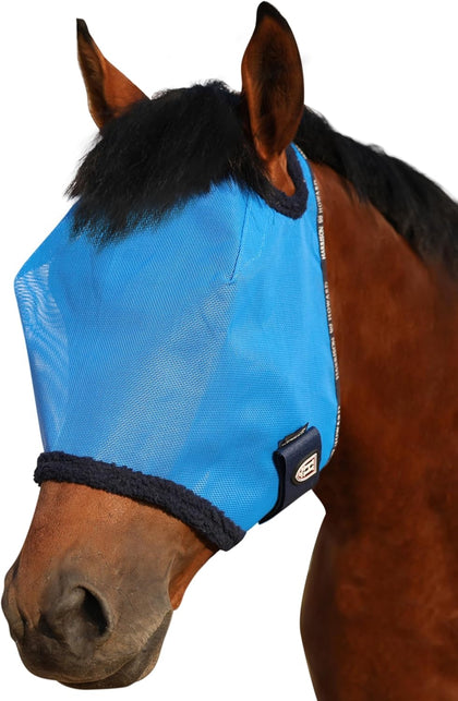 Harrison Howard All Round Mesh Horse Fly Mask UV Protective with Fleece Padded Edging Sky Blue S