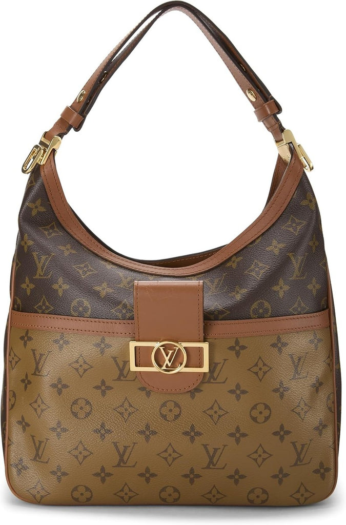 Original Louis Vuitton Pre-loved Monogram Reversed Dauphine Hobo MM, Brown