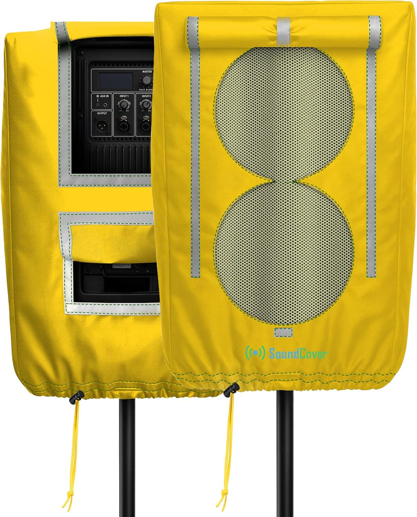 SoundCover Professional Grade 600D Protective Cover for Stand Mounted 12" PA/DJ Powered Speaker with SoundFlap - Yellow
