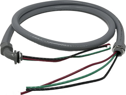 Sealproof Power Whip Assembly, 1/2-Inch x 6 Ft Nonmetallic Liquid Tight Flexible Electrical Conduit and 10 Gauge Wire Single Phase Preassembled A/C Hook-up Whip Kit, 1/2