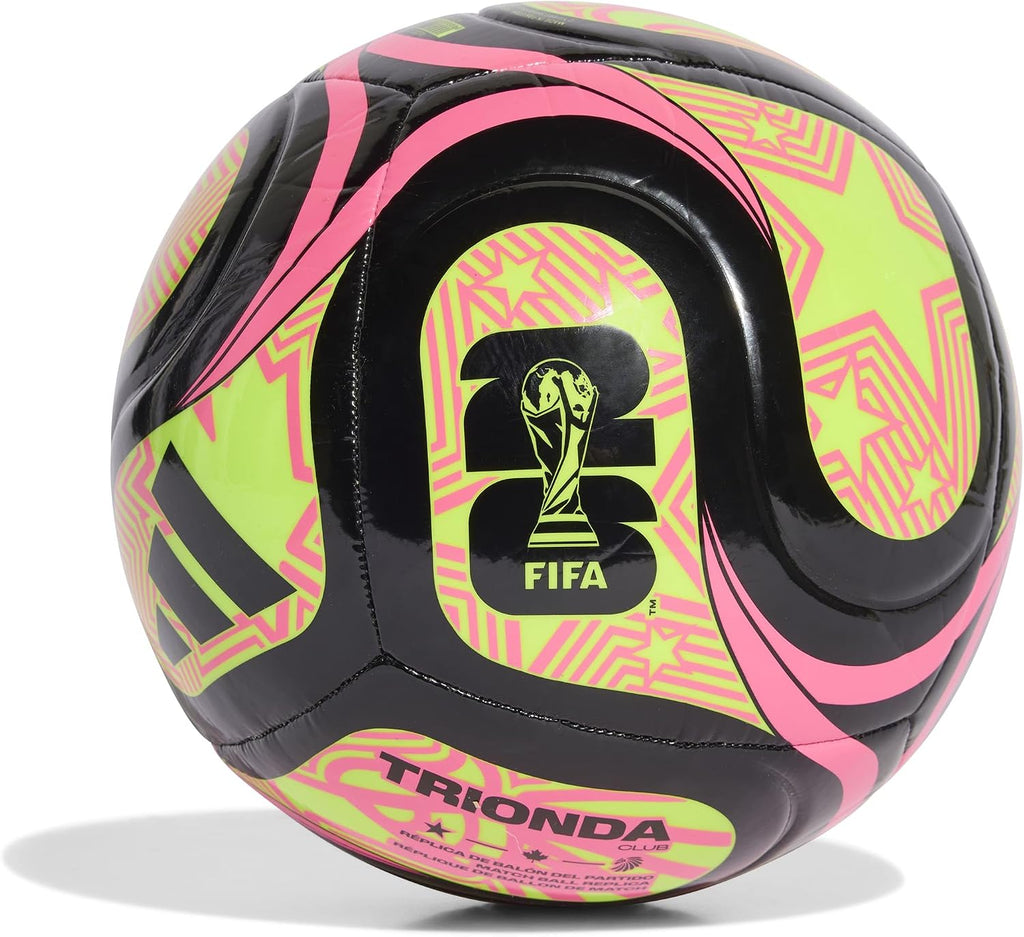Adidas Unisex-Adult World Cup Soccer Ball, Black/Lucid Lemon/Lucid Pink, 3