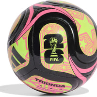 Adidas Unisex-Adult World Cup Soccer Ball, Black/Lucid Lemon/Lucid Pink, 3