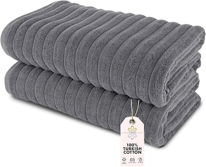 Classic Turkish Towels CTT - Premium 2 Piece Jumbo Bath Sheets, 100% Turkish Cotton, Absorbent & Ultra Comfy Bath Towel