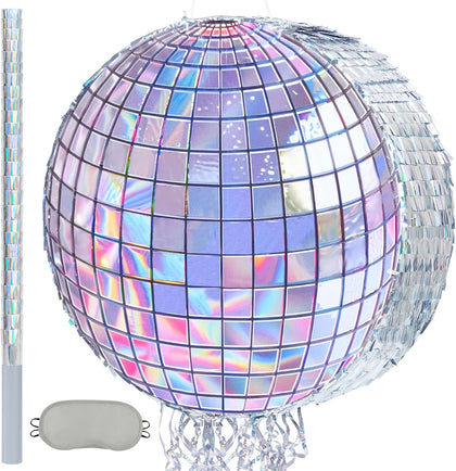 WERNNSAI 16.5” Large Disco Piñata with Stick Blindfold Disco Party Decor