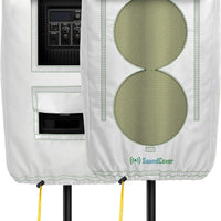 SoundCover Professional Grade 600D Protective Cover for Stand Mounted 10" PA/DJ Powered Speaker with SoundFlap - White - Includes a 420D Storage Bag and reinforced yellow Paracord 700 draw cord