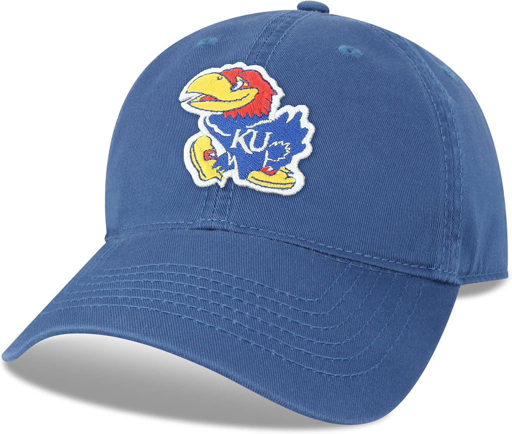 Legacy NCAA Officially Licensed Baseball Hat, Kansas Jayhawks, Lightweight Cap for Men & Women, Relaxed Twill Adjustable (EZA), Royal Blue, One Size Fits Most, Adjustable Fabric Closure