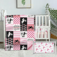 Munific Personalized Crib Bedding Set for Girls, Custom Baby Sets with Name, Motocross Dirt Bike Sets, 2 Piece Pink Motorcycle Plaid Comforter, Fitted Sheet Girl, Style#8, Woodland