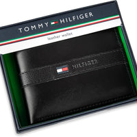 Tommy Hilfiger Men's Leather Wallet – Slim Bifold with 6 Credit Card Pockets and Removable ID Window, Casual Black Ranger, One Size