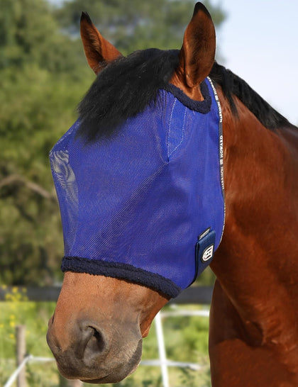 Harrison Howard All-Round Mesh Horse Fly Mask UV Protective with Fleece-Padded Edging Deep Navy L