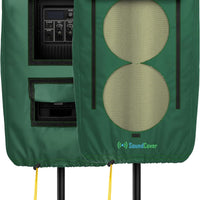 SoundCover Professional Grade 600D Protective Cover for Stand Mounted 15" PA/DJ Powered Speaker with SoundFlap - Green - Includes a 420D Storage Bag and reinforced yellow Paracord 700 draw cord