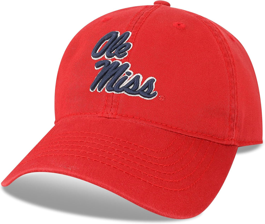 Legacy NCAA Officially Licensed Baseball Hat, Mississippi Ole Miss Rebels, Lightweight Cap for Men & Women, Relaxed Twill Adjustable (EZA), Scarlet, One Size Fits Most, Adjustable Fabric Closure