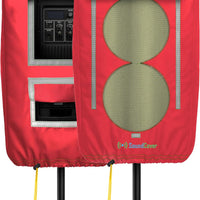 SoundCover Professional Grade 600D Protective Cover for Stand Mounted 8" PA/DJ Powered Speaker with SoundFlap - Red - Includes a 420D Storage Bag and reinforced yellow Paracord 700 draw cord
