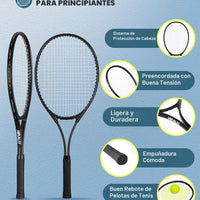 HIRALIY Juego de raquetas de tenis de 27 pulgadas para adultos, raquetas de tenis