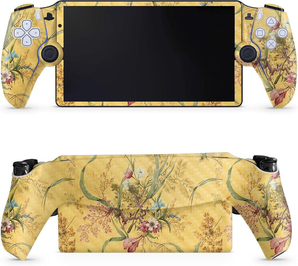 Carbon Fiber Gaming Skin Compatible with PS5 Portal Remote Player - Yellow Marble End - Premium 3M Vinyl Protective Wrap Decal Cover - Easy to Apply | Crafted in The USA by MightySkins