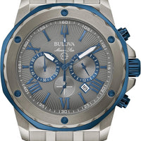 Bulova Men's Marine Star 'Series A' Gray IP Stainless Steel with Blue Accents Chronograph Quartz Watch, 4mm Style: 98B411